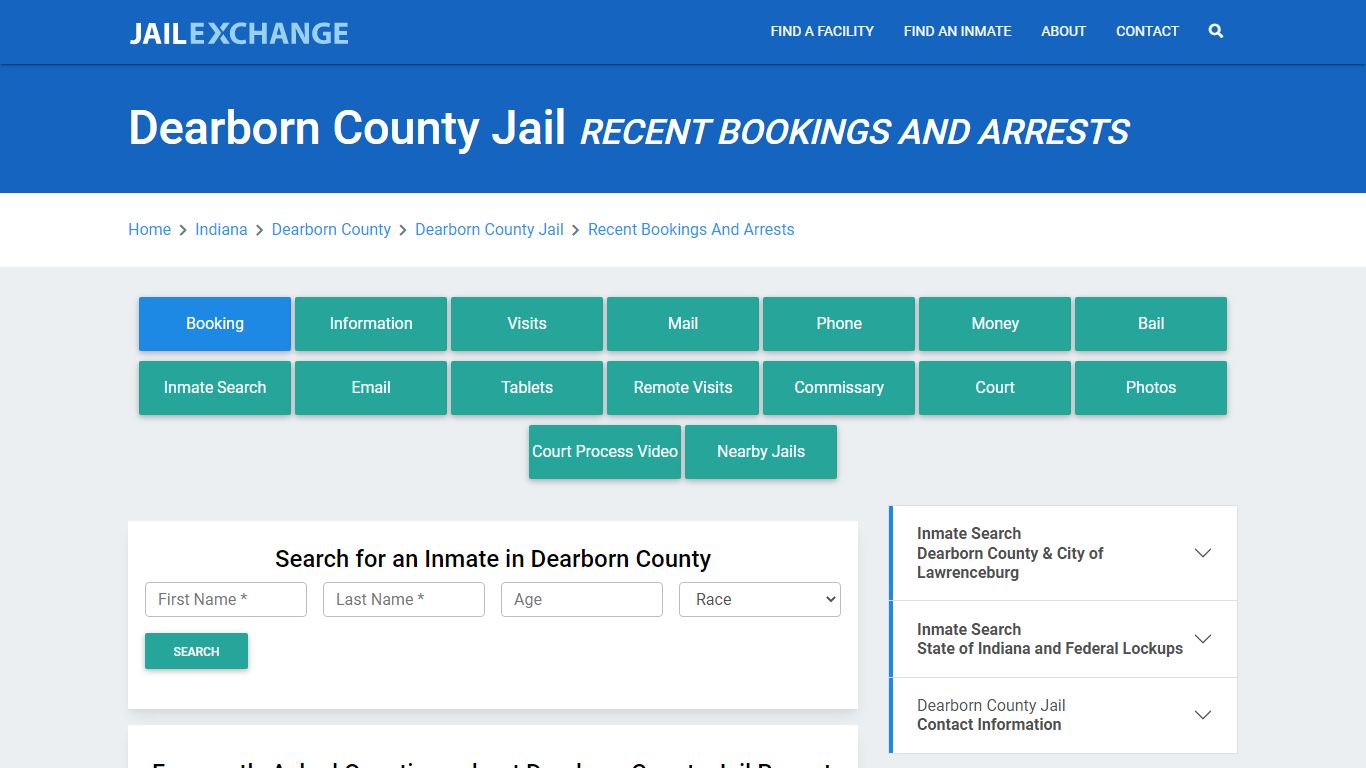 Dearborn County Jail Recent Bookings And Arrests - Jail Exchange