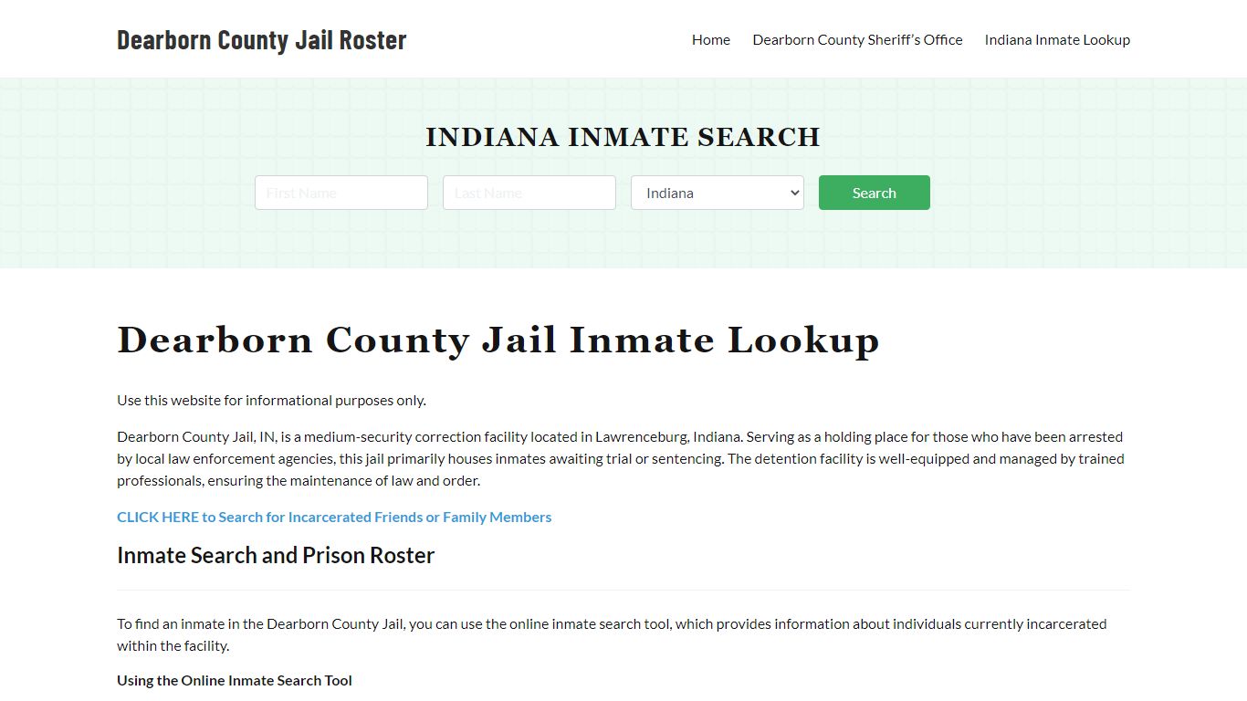 Dearborn County Jail Roster Lookup, IN, Inmate Search